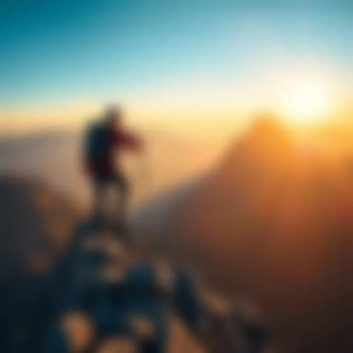 Person climbing a mountain A person climbing a mountain to represent overcoming challenges