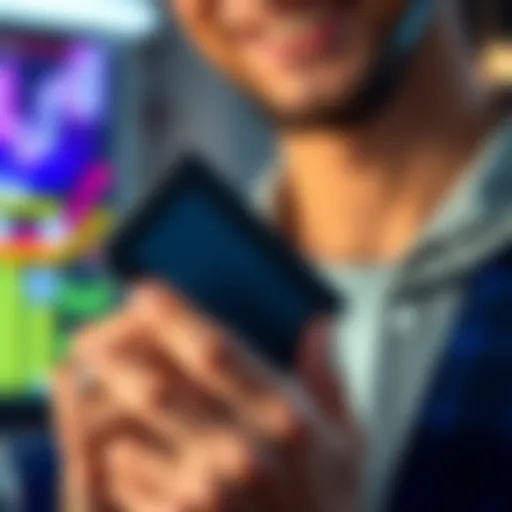 A close-up of a person holding a Ledger wallet with a positive expression, representing excitement about cryptocurrency