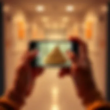 Person Holding Smartphone Taking Poop Picture A person takes a picture of their poop on a smartphone, showing the app interface for sharing the image.