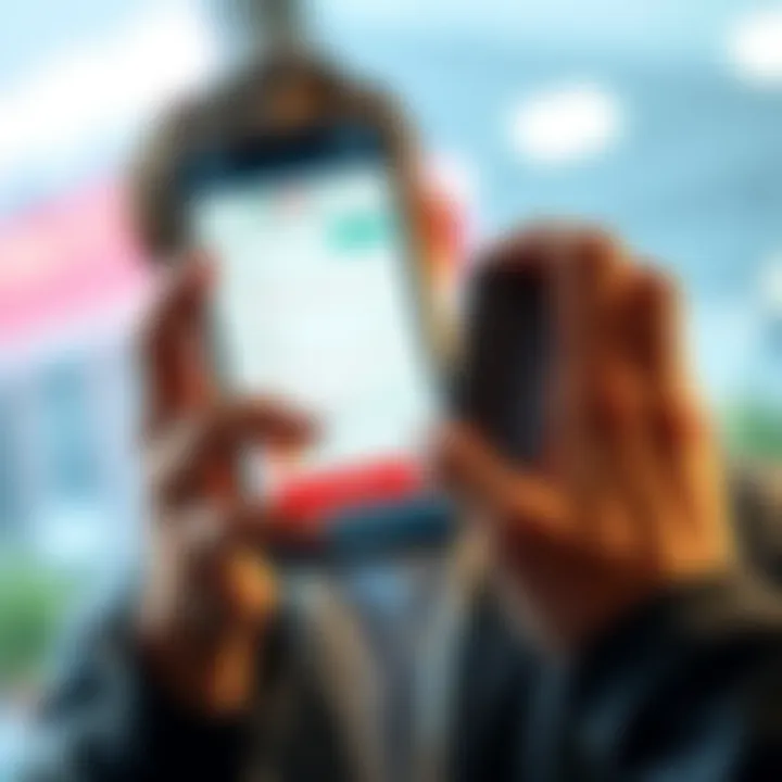 A person holds a smartphone showing a cryptocurrency exchange app while looking concerned about their credit card bills.