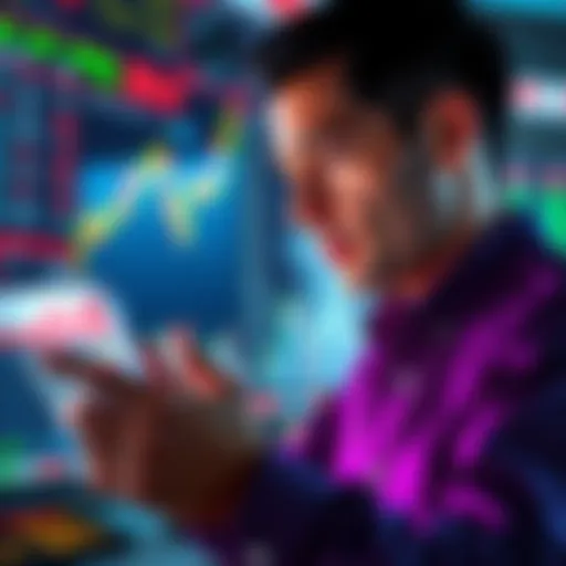 A person reviewing financial charts and deciding to sell their stock investments, with a focused expression on their face.