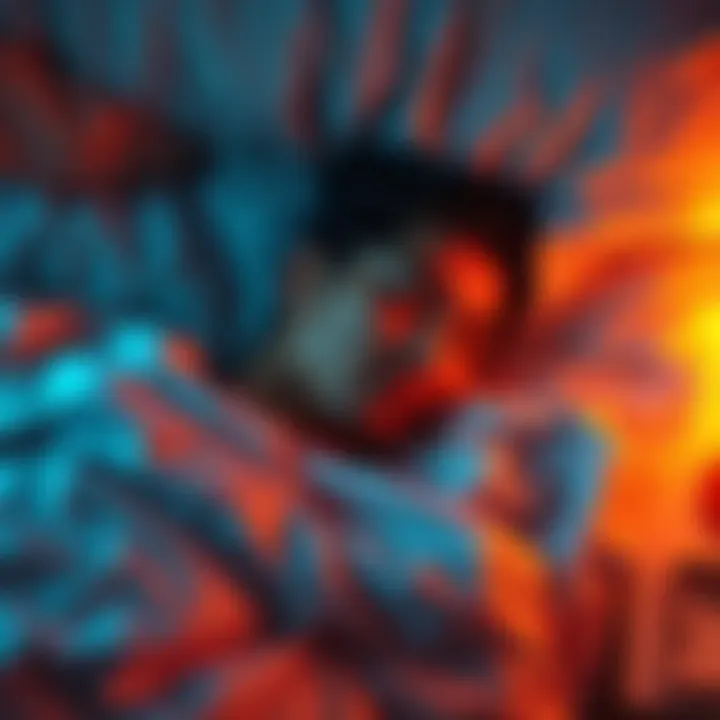 Person sleeping peacefully in bed A person lying comfortably in bed with a calm expression, surrounded by soft blankets and pillows.
