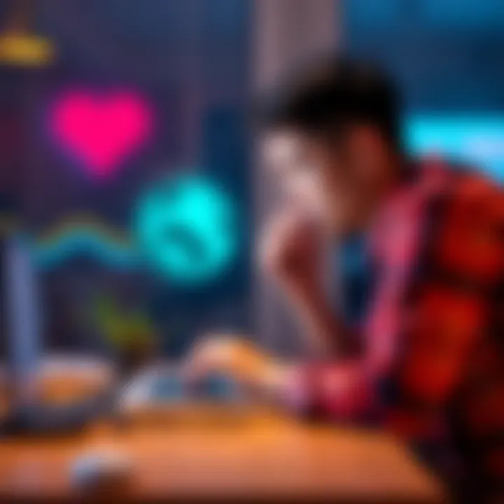 A person sitting at a desk, using a laptop connected to the internet, contemplating sharing their connection for extra earnings through Honeygain.