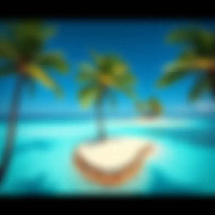 A serene personal island featuring palm trees, sandy beach, and clear blue water, highlighting the idea of private ownership.