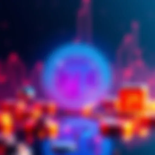 A graphical representation of the Pi Network logo with a digital currency theme in the background