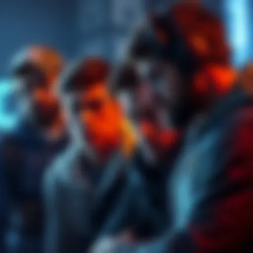 Group of players discussing their worries about the future of AE, showing expressions of concern and frustration.