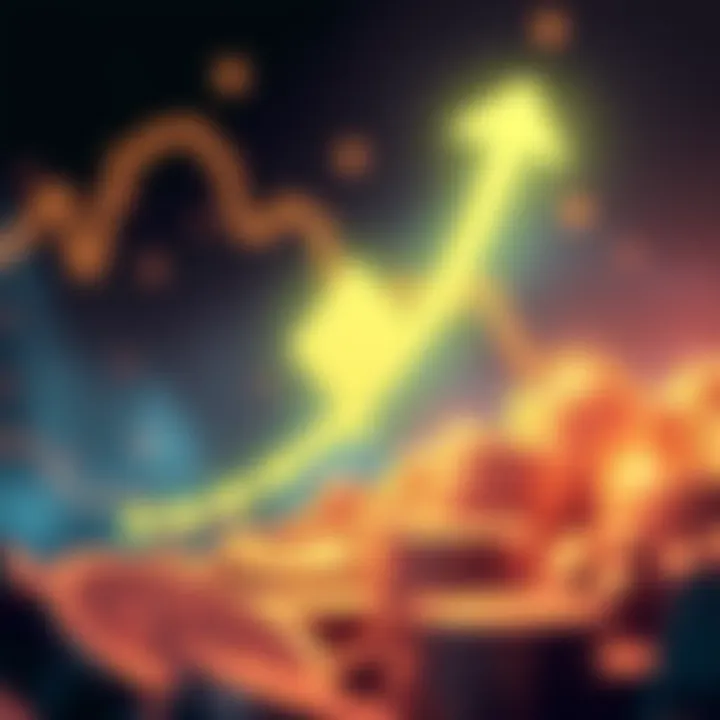 Polkadot logo with upward arrow indicating growth against a backdrop of declining Bitcoin dominance.