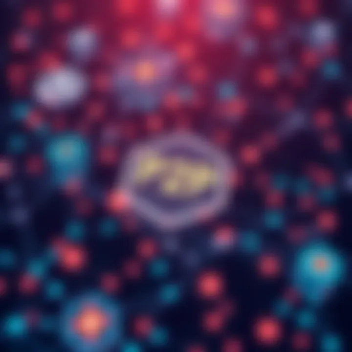 A digital representation of Polygon's peer-to-peer finance system, showing interconnected nodes and financial symbols, illustrating the future of finance.