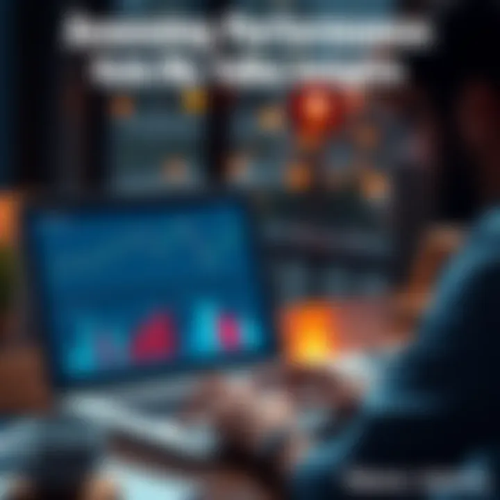 An investor analyzing a portfolio with charts and graphs on a laptop