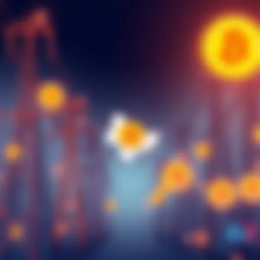 Illustration showing Pakistan's power grid with Bitcoin symbols and AI elements, highlighting the new energy allocation for tech development.