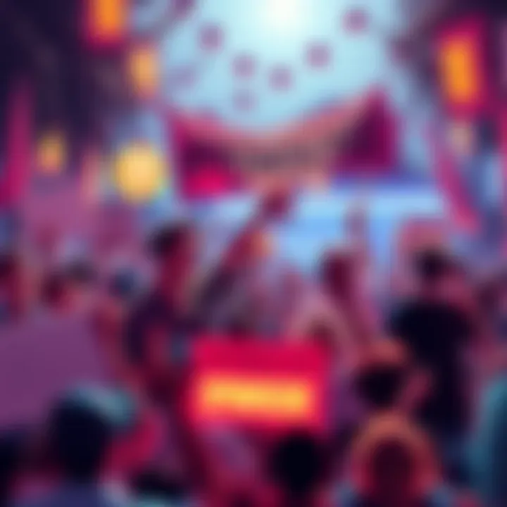 A vibrant community celebrating the $POWSCHE token with signs and banners, showcasing unity and excitement.