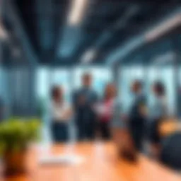 Professional hosting benefits A business team discusses professional hosting advantages in a modern office, highlighting security and speed.