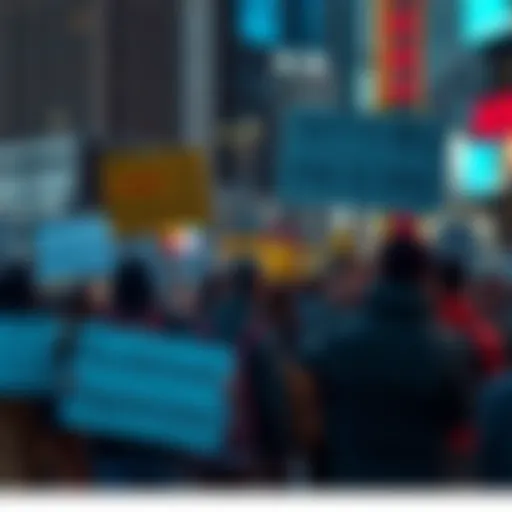 People holding signs in protest against revolutionary inventions, representing society's resistance to change