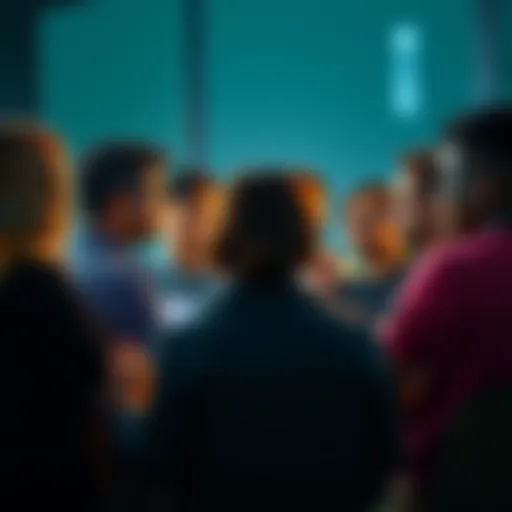 A diverse group of people engaging in a discussion about current trends in public opinion, sharing thoughts and insights.