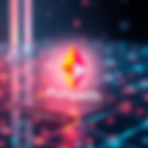 Illustration showing the Pumpeth logo with a digital representation of Ethereum blockchain on the Sepolia testnet