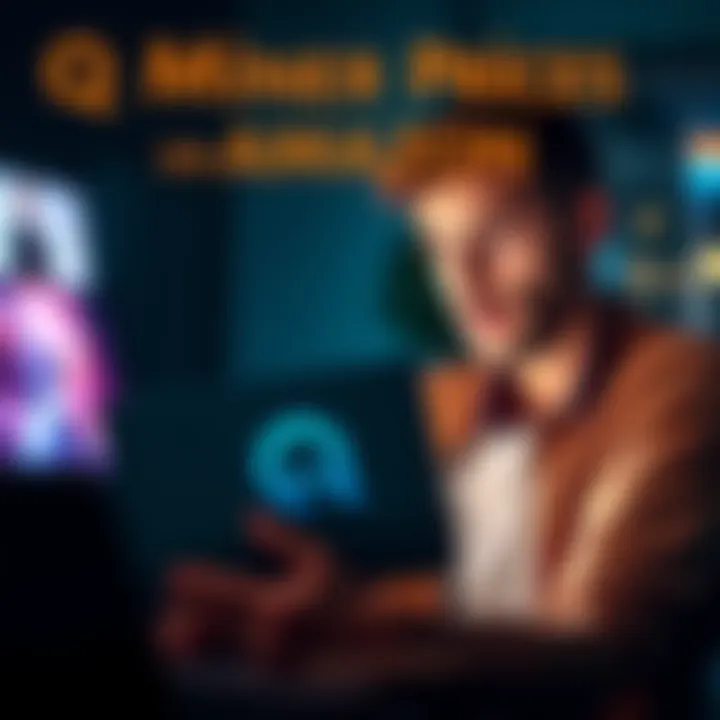 A person looking at a laptop while holding a Q miner box, with a concerned expression about its legitimacy
