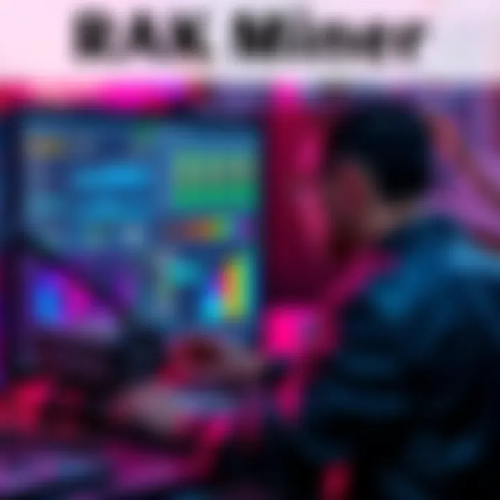 A person checking the RAK Miner device in a home setup, observing its stats on a screen.