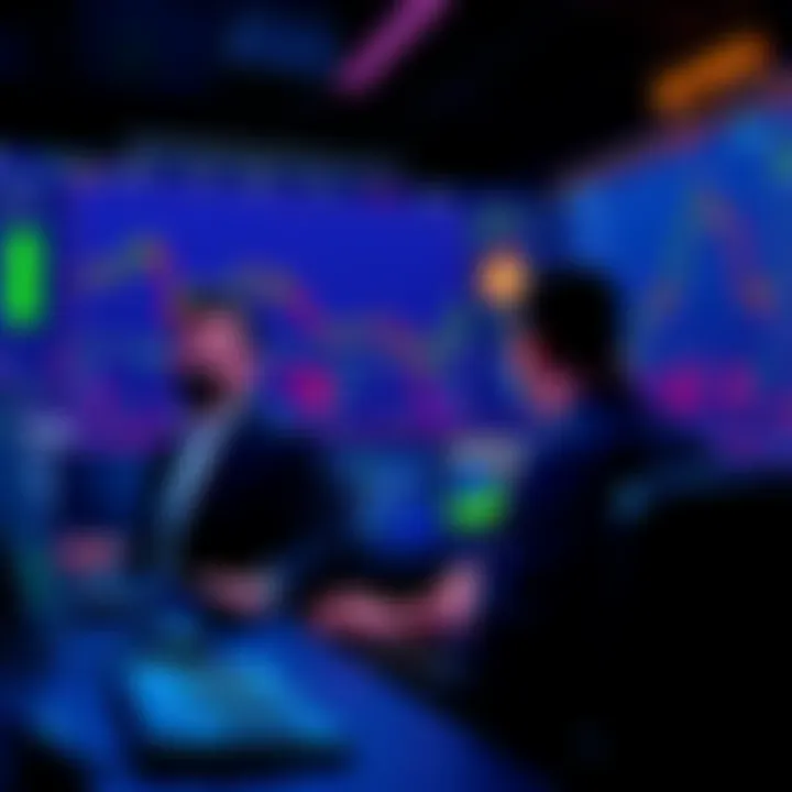 Traders watching market charts, anticipating a surge in alternative cryptocurrencies, with Bitcoin charts in the background.