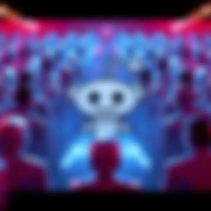 Reddit logo surrounded by digital avatars representing collectors who invested in the platform's RCA program
