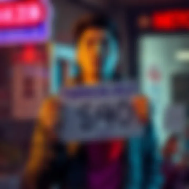 A person holding a sign asking for financial assistance with USDC, looking hopeful and determined.