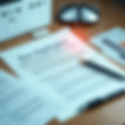A document with key highlights and findings laid out on a desk, surrounded by notes and a pen.