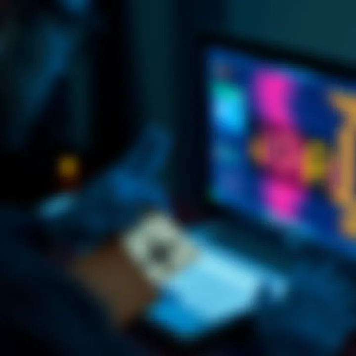 A person holding a paper wallet with XRP logo, looking at a computer screen to access their cryptocurrency account.