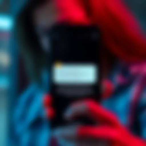 A smartphone displaying a warning message from Revolut about submitting salary data, with a concerned user in the background.