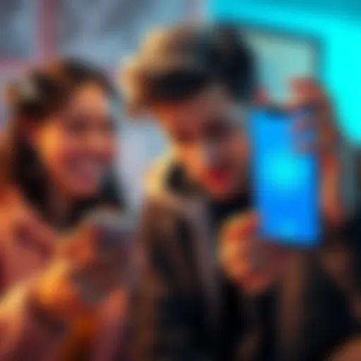 A person smiling while using a phone to check their Revolut account, contrasting with a worried individual holding a phone with a frozen app screen.