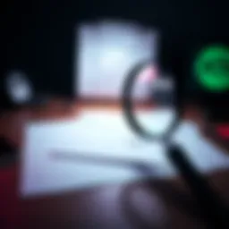 A close-up of emails printed on paper with a magnifying glass highlighting a key message about privacy and accountability