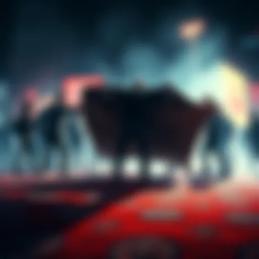A graphic showing a person pulling a rug from under a group of people, representing a rug pull scam in cryptocurrency.