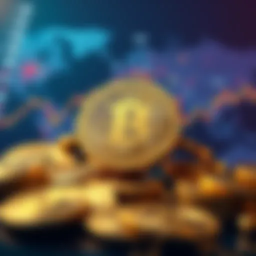 A digital representation of Bitcoin coins symbolizing Satoshi Nakamoto's $120 billion wealth, with a backdrop of a global wealth map showing rankings.