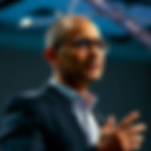 Microsoft CEO Satya Nadella discusses the shift from traditional apps to intelligent agents at a tech event