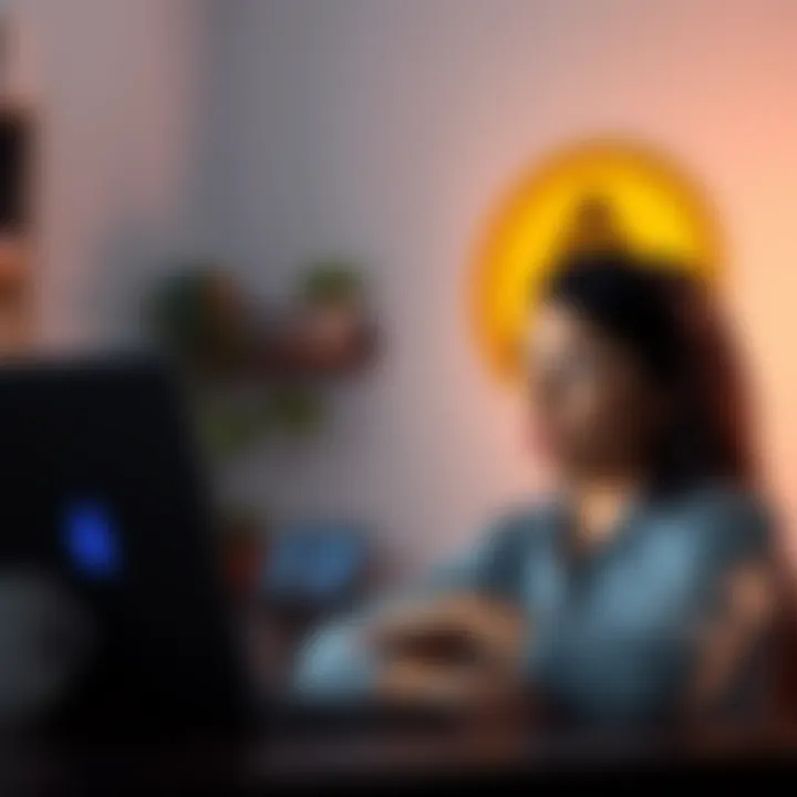 A person looking surprised while receiving a Google Meet call on their laptop, with a warning symbol in the background.