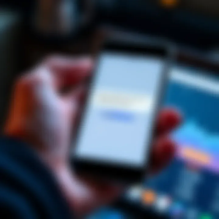 A close-up of a smartphone displaying a scam text message about a withdrawal request on a Coinbase account, with a concerned person's hand hovering nearby, indicating caution.