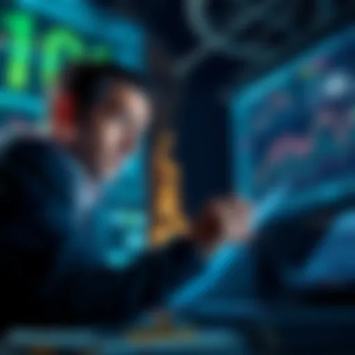 Investors looking at charts and graphs to find the next 100x coin, showing confusion and determination
