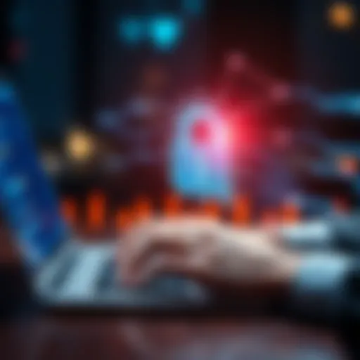 A person typing on a laptop with a lock icon representing digital security and protection by a passphrase
