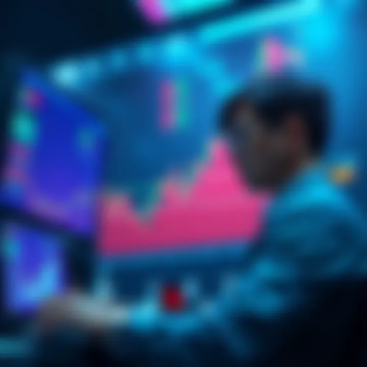 A trader looking at a chart, contemplating when to sell their asset as it hovers below one dollar, symbolizing market patience and strategy.
