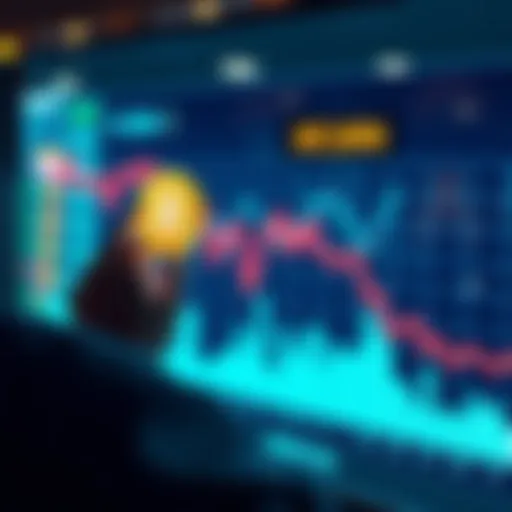 A person looking at a digital graph displaying a downward trend in cryptocurrency values, preparing to sell their last memecoin.