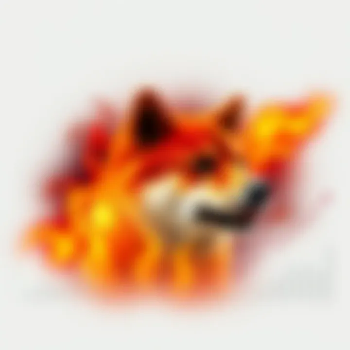 Graphic showing a Shiba Inu dog with flames representing a burn surge in cryptocurrency, alongside AI whitepaper elements like text and charts