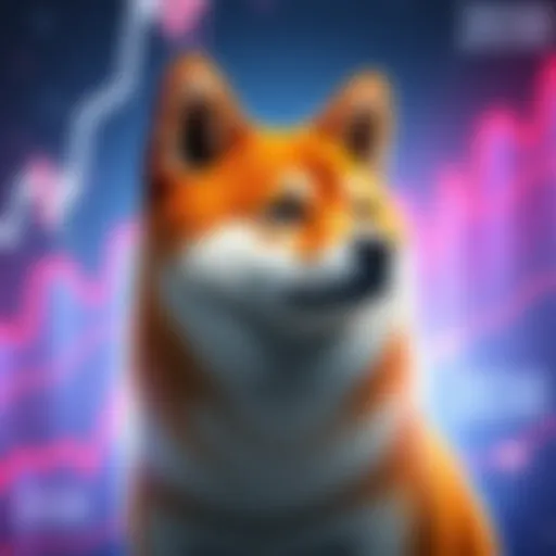 Shiba Inu Cryptocurrency A Shiba Inu dog with a rising graph illustrating price predictions, symbolizing the potential growth of the Shiba Inu cryptocurrency.