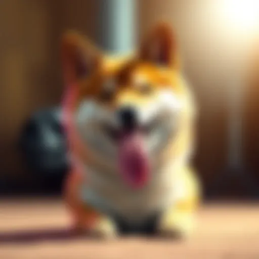 A Shiba Inu dog sitting with its tongue out, symbolizing the Shiba Inu cryptocurrency excitement and community buzz.