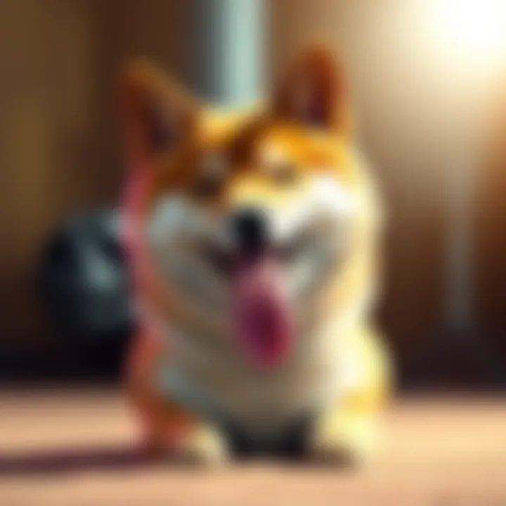 A Shiba Inu dog sitting with its tongue out, symbolizing the Shiba Inu cryptocurrency excitement and community buzz.