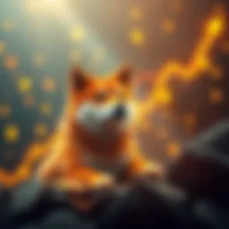 A graphic showing the potential growth of Shiba Inu tokens with a rising chart and dollar signs, suggesting future wealth from investments.