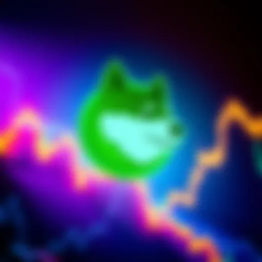 Shiba Inu cryptocurrency logo with an upward price chart background
