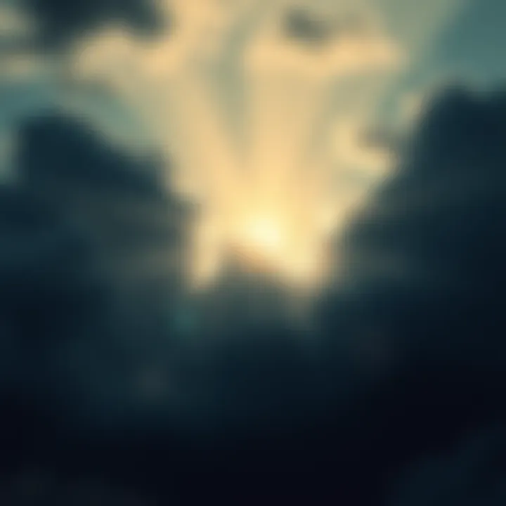 A bright light shining through dark clouds, symbolizing hope and resilience during tough times