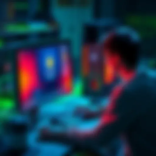 A person using a computer to mine cryptocurrency with a user-friendly interface, showcasing the Monero Wallet GUI.
