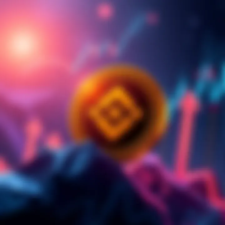 Visual representation of Solana's logo overtaking Binance Coin's logo with upward arrows indicating growth