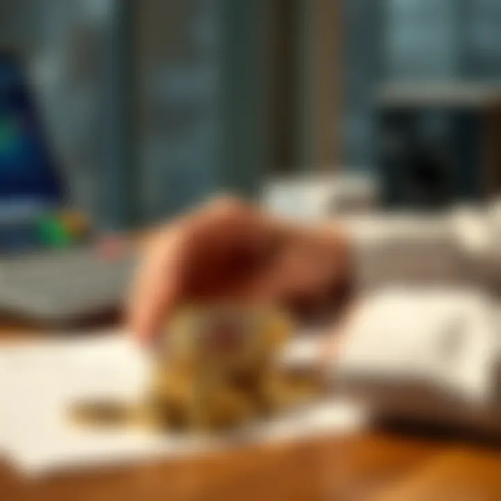 Person calculating taxes with ADA rewards on a desk