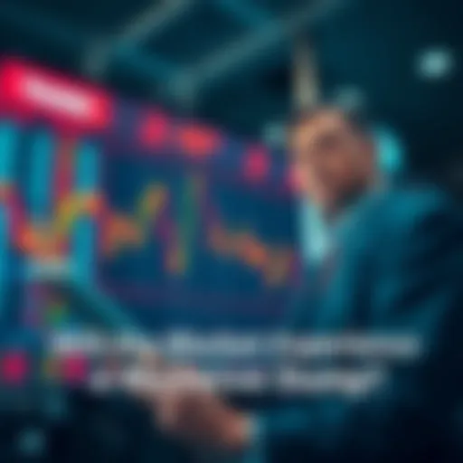 A chart showing a significant drop in stock prices with a worried trader in the background