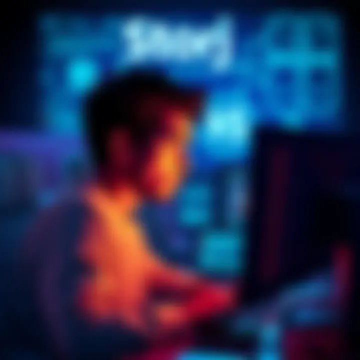 A graphic showing a $5 minimum monthly charge with a worried user looking at their computer screen